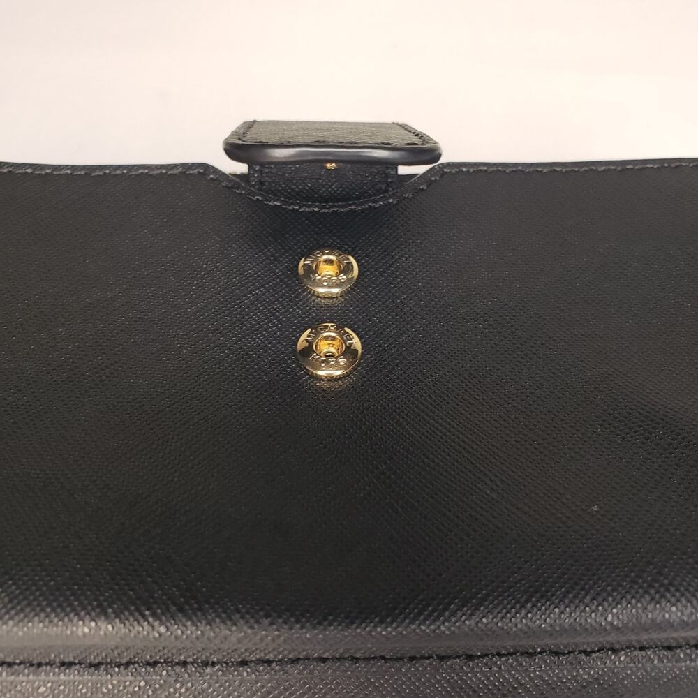 Michael Kors MK Jet Set Snap Wallet Cell Phone Case BLACK Wristlet Gold Hardware - Picture 7 of 11